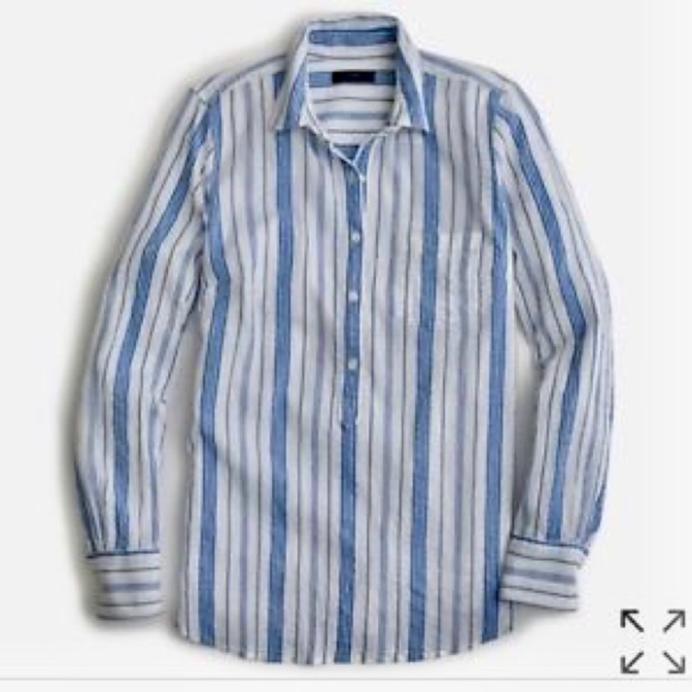 J Crew Classic Popover in Stripe Gauze